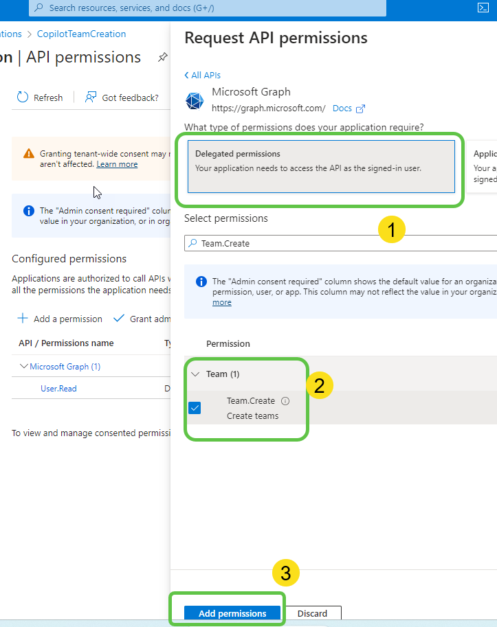 Add Graph API Permissions